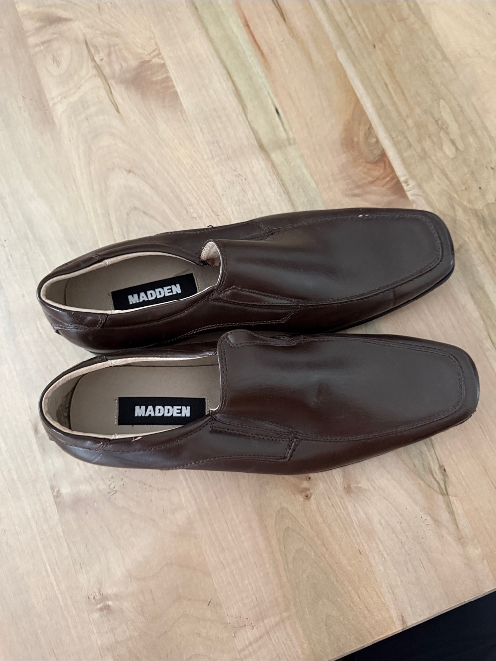 Madden Men's Brown Leather Slip-On Loafers
